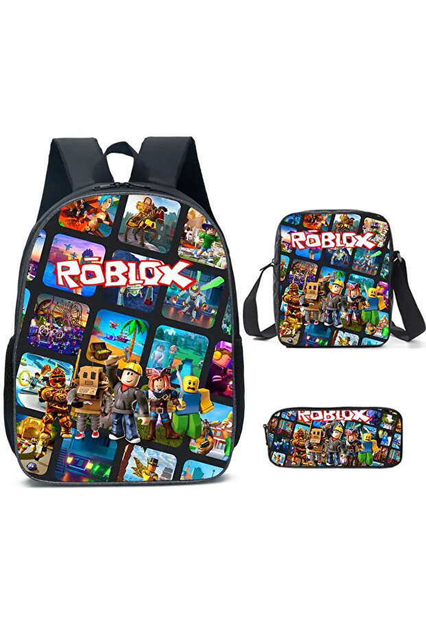 Three-piece Set of 3D Printing Roblox School Bag Game Surrounding Primary and Secondary School St... - 1