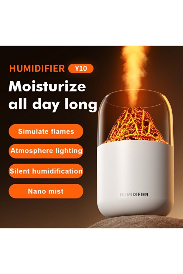 Mini Humidifier Crack Volcano Humidifier Spray Machine Usb Small Silent Desktop Colorful Atmosphe... - 8