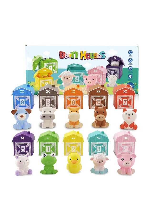 10pcs Toddler Montessori Learning Toys Counting Matching & Color Sorting Set Farm Animal Finger Pupp