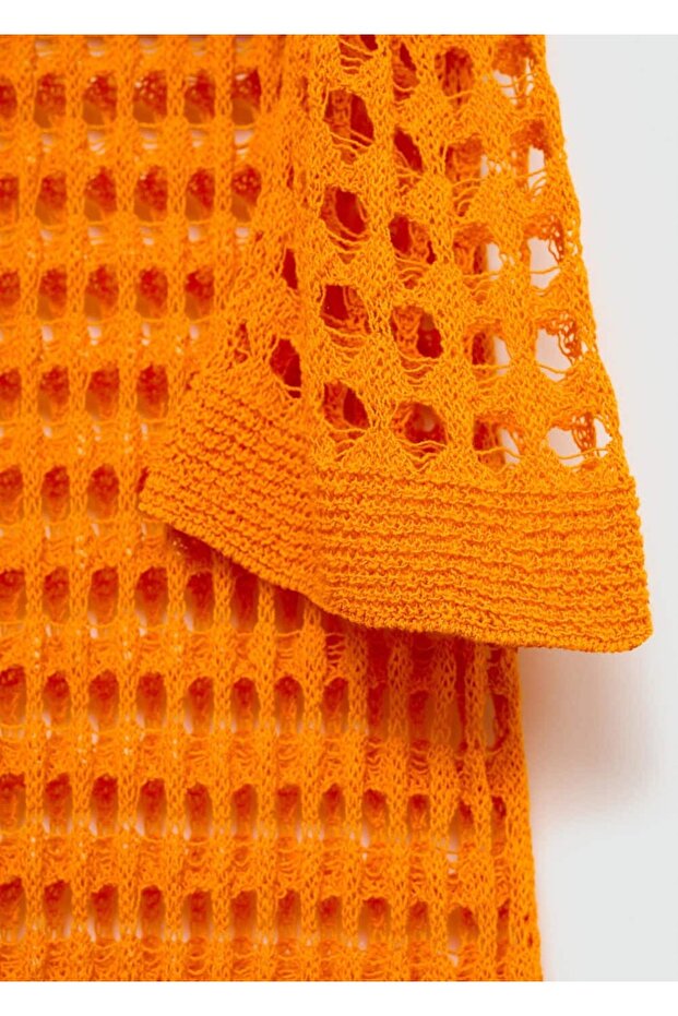 Perforiertes gewebtes langes Kleid - 7