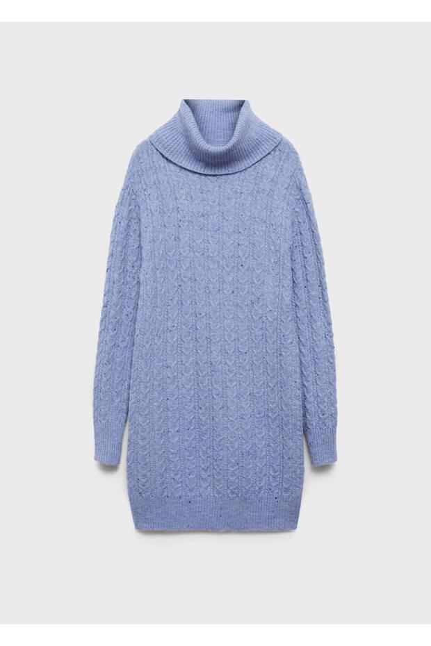 Balıkçı yaka dokuma elbise - 3