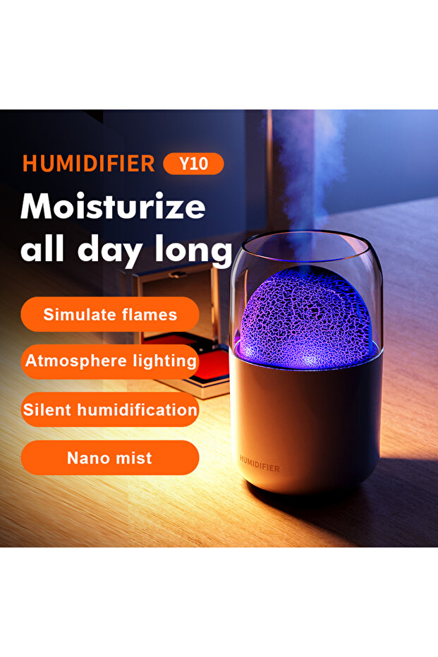 Mini Humidifier Crack Volcano Humidifier Spray Machine Usb Small Silent Desktop Colorful Atmosphe... - 6