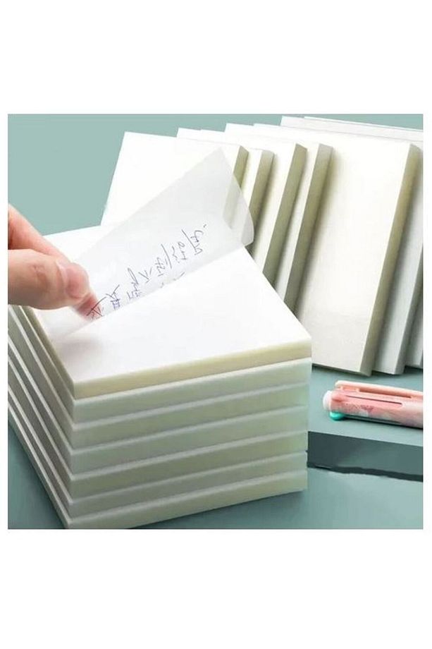 500 Adet 7x7 Cm Şeffaf Aydınger 65 grKüp Not Kağıtları Tasarım Grafik Ofis - 1