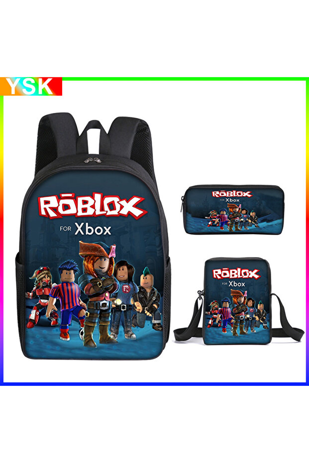 Three-piece Set of 3D Printing Roblox School Bag Game Surrounding Primary and Secondary School St... - 6