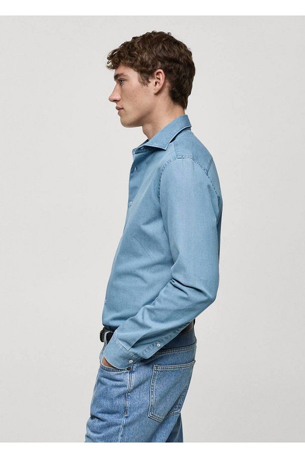 %100 Pamuklu Chambray Gömlek - 5