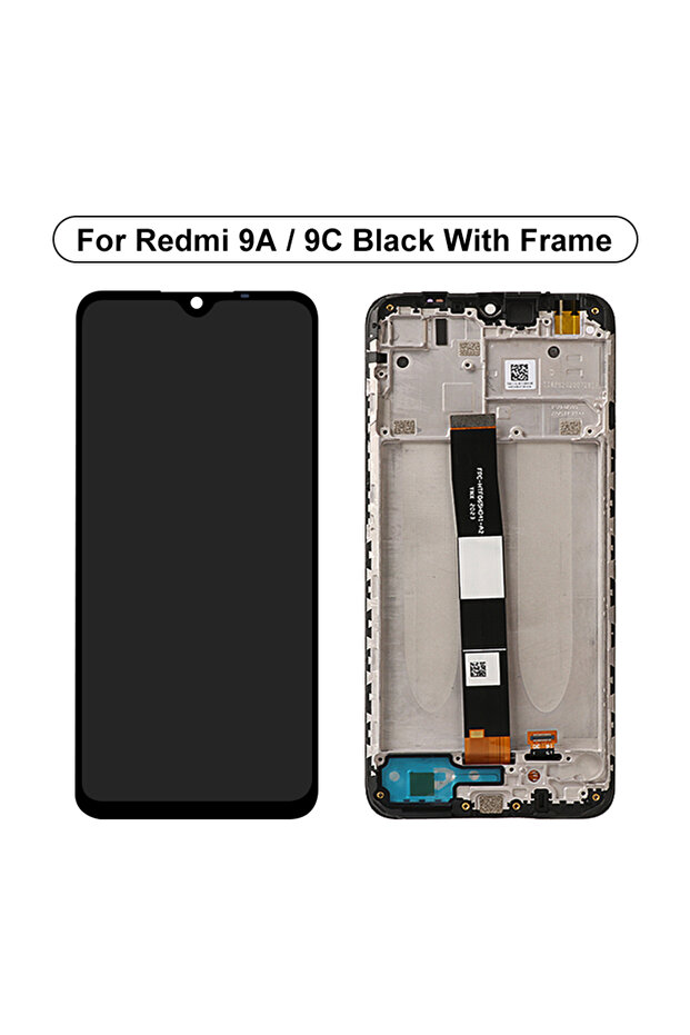 شاشة LCD سوداء مع إطار مقاس 6.53 بوصة لهاتف Redmi 9A طراز M2006C3LG مع لوحة لمس رقمية