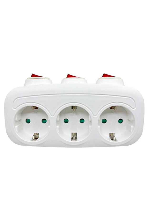 WHITE EU Electrical Sockets With ON/OFF Switch Euro Mounted 1 To 3 Way Germany Standard Extensions A