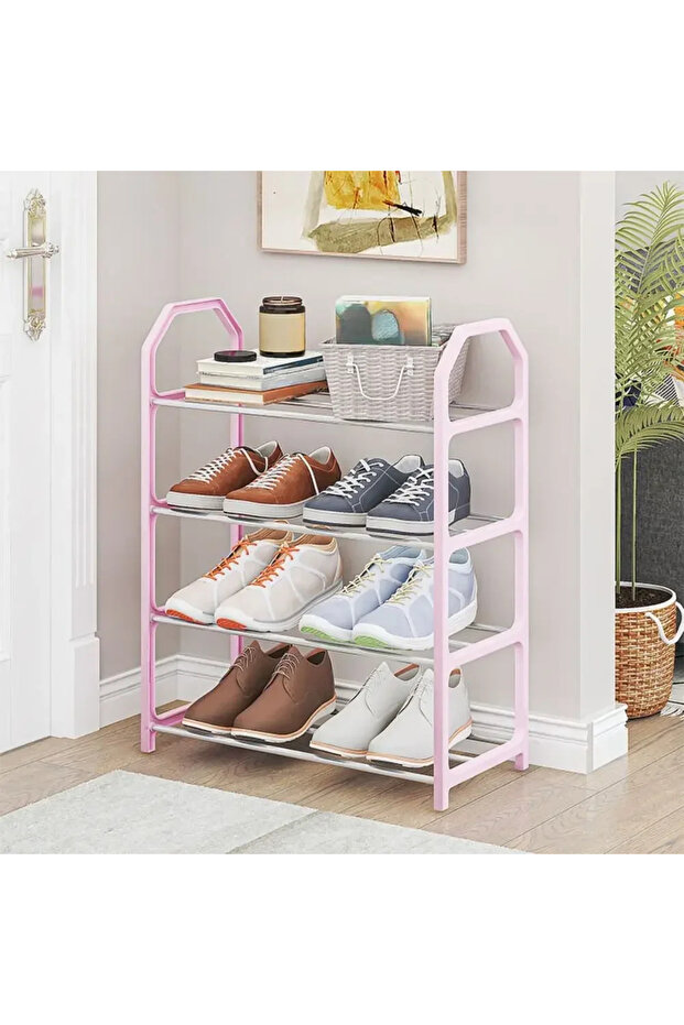 Multi-Layer Shoe Shelf 4 Layers Small Simple Multi-layer Shoe Rack Dust-proof Storage Shoe Cabine... - 4