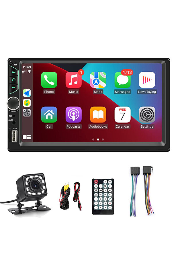 7 Inch Universal Car Radio Stereo 2 Din Touch Screen Car Video Player Carplay Android Auto with R... - 8