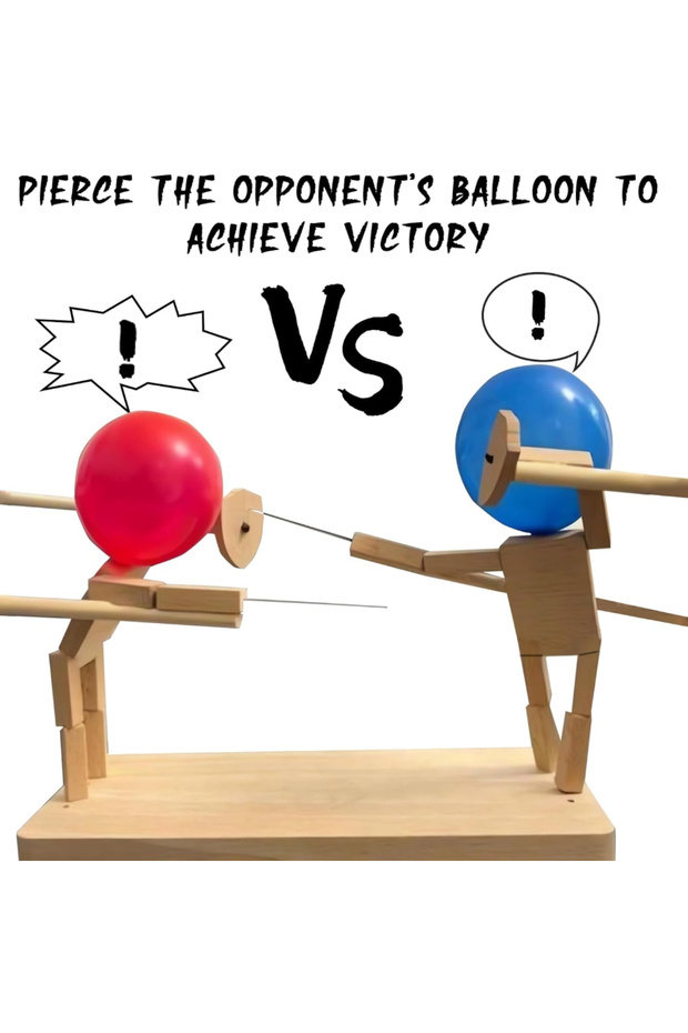 Balloon Bamboo Man Battle,2024 New Pop The Balloon Game,Fun Wooden Bots Battle Game for 2 Players... - 3
