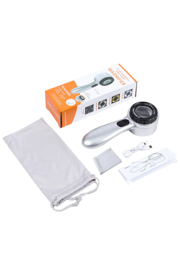 Rechargeable 30X Handheld Rechargeable Magnifying Glass with LED Lights Illuminated Magnifier for Se