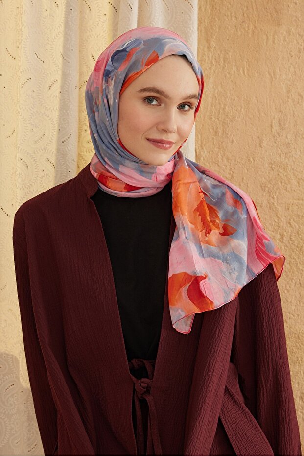 Watercolor Abstract Desen Bambu Şal - 1