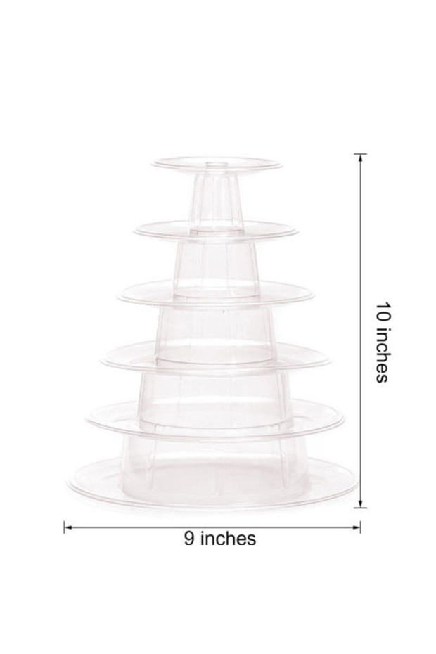 Clear 6 Tier Macaroon Pyramid Macaron Tower Display Stand For Macaron Cupcake Fondant Cake Stands We