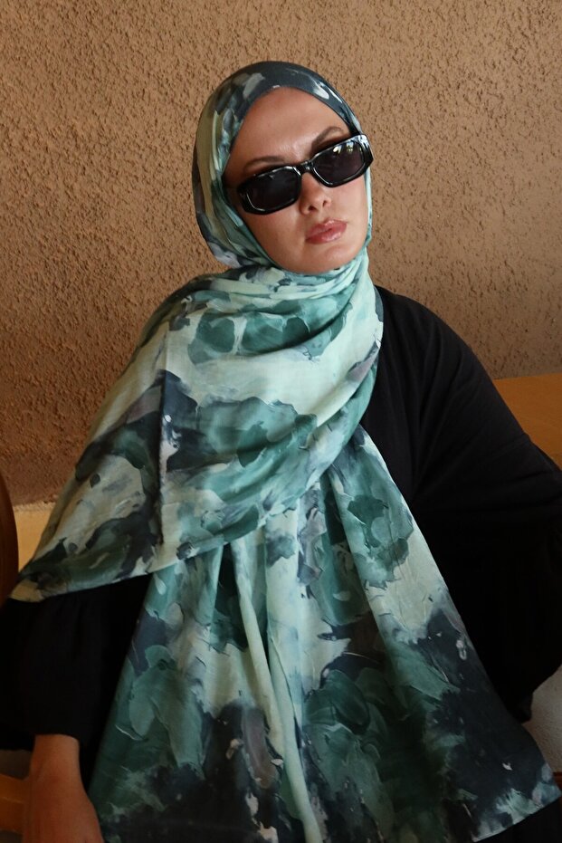 Watercolor Abstract Desen Bambu Şal - 1