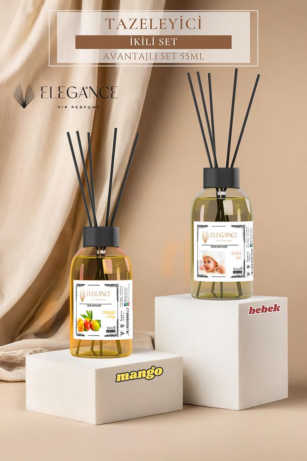 Ekonomik 2li Set (Mango + Bebek  Reed Diffuser Çubuklu Oda Kokusu 55 ml - 1