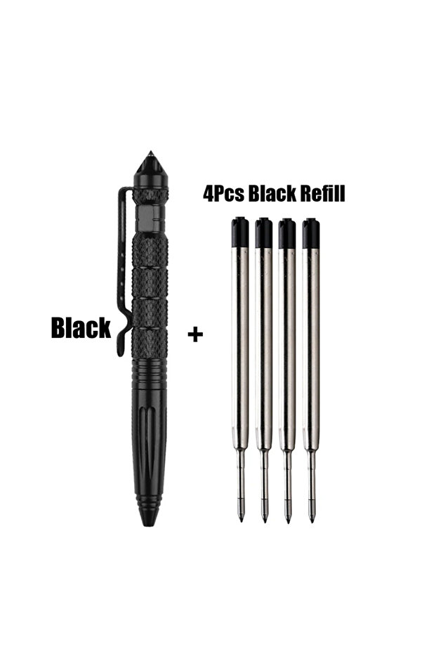 Black Portable Tactical Pen Self Defense Pen Aviation Aluminum Emergency Glass Breaker Pen Security
