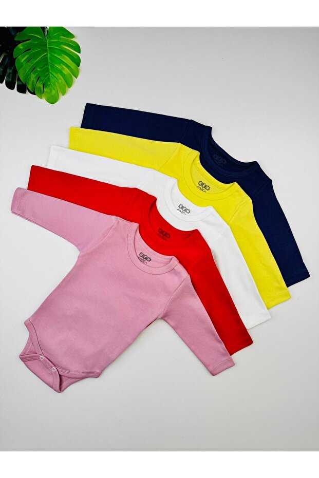 Pack of 5 100% Cotton Combed Long Sleeve Unisex Baby Bodysuit