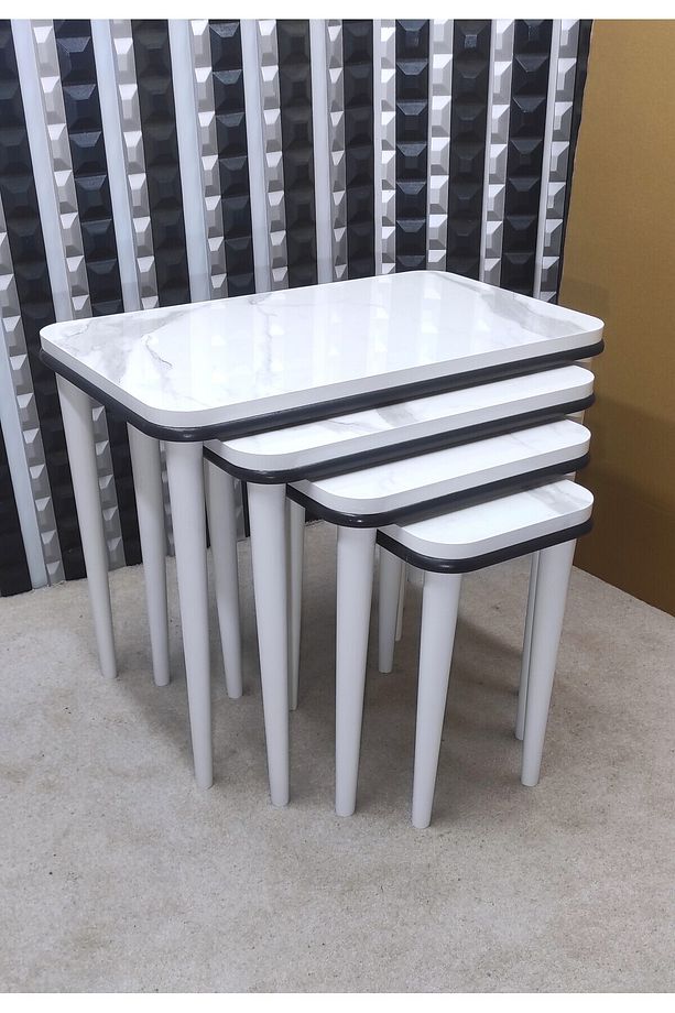 4 lü MDF ahşap zigon sehpa takımı ,dörtlü ahşap modern zigon sehpa - 2