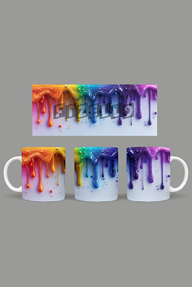 Flowing Paints - Colorful Drops Themed Mug