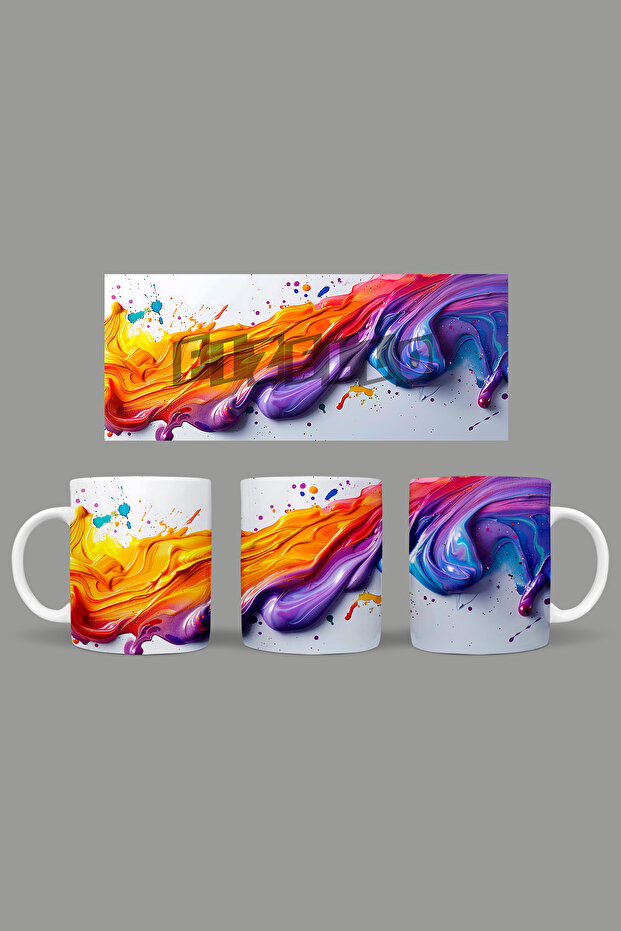 Flowing Paints - Colorful Drops Themed Mug
