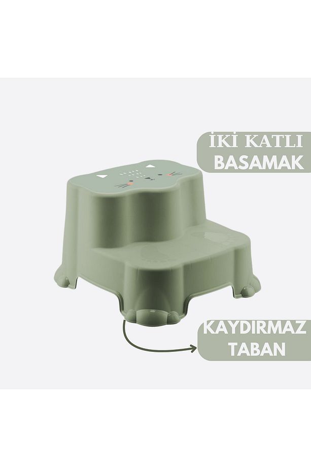 Kaydırmaz Çift Basamaklı Çocuk Taburesi Ve Kulplu Klozet Tuvalet Alıştırma Adaptörü 2'li Set - 3