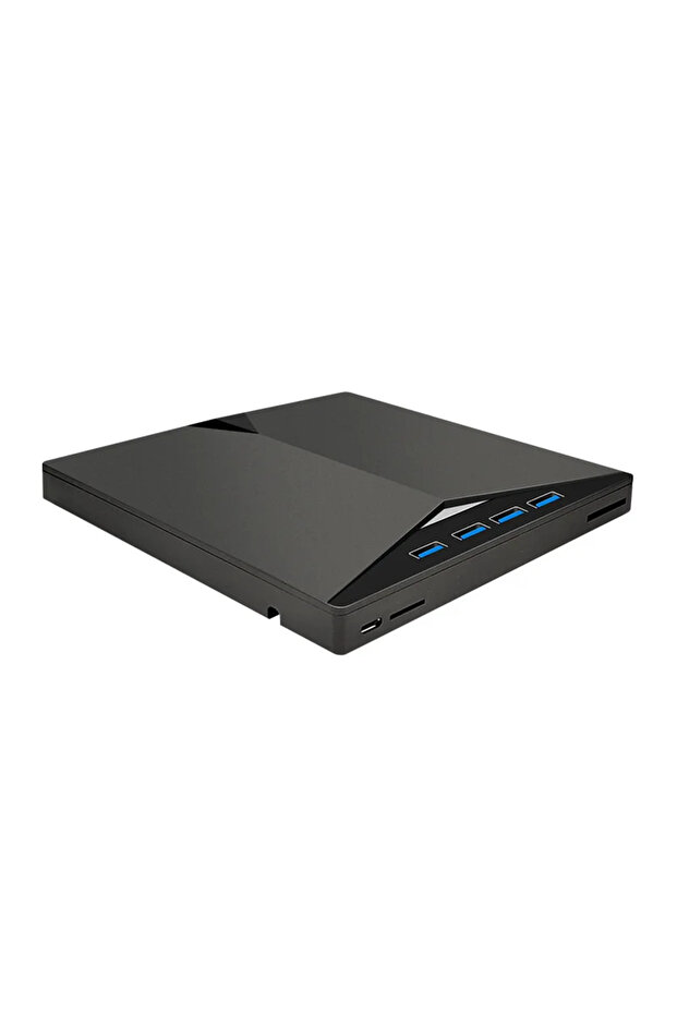 محرك أقراص ضوئية خارجي 7 في 1 أسود USB 3.0 نوع C لقراءة وحرق الأقراص المضغوطة و DVD