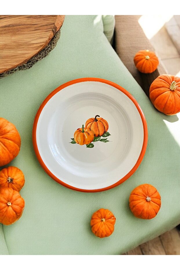 4 Adet 20CM Emaye Yemek Tabağı, Servis Tabağı, Emaye Tabak, Meze Tabağı, Sunum, Meyve, Marine Set - 3