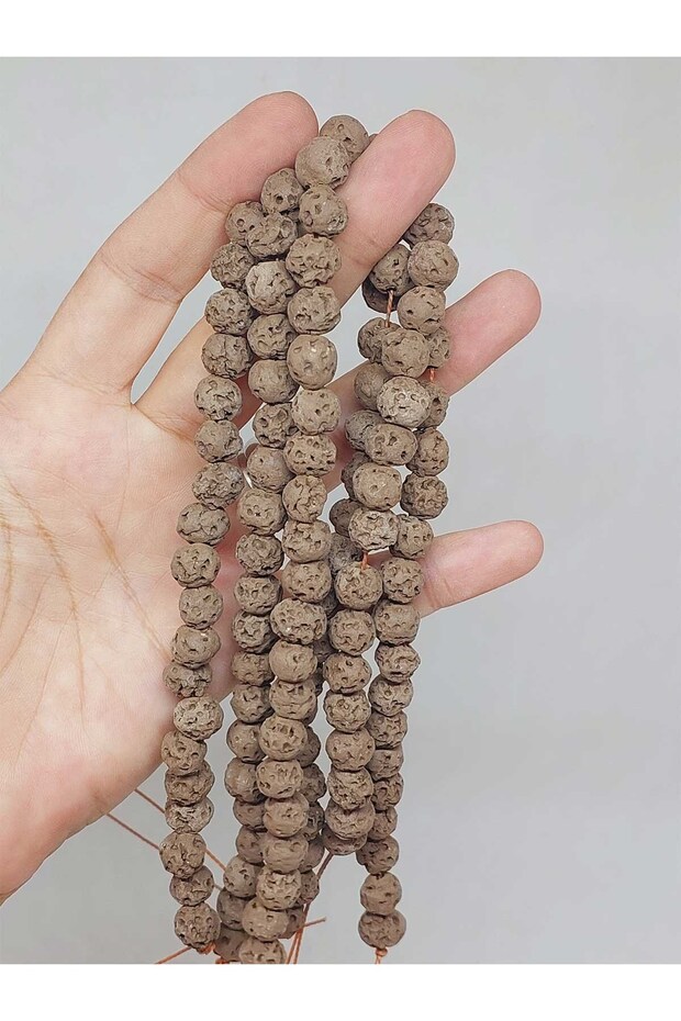 سلسلة خرز سيراميك بني غير لامع 8-9 مم/29 سم (54162)
