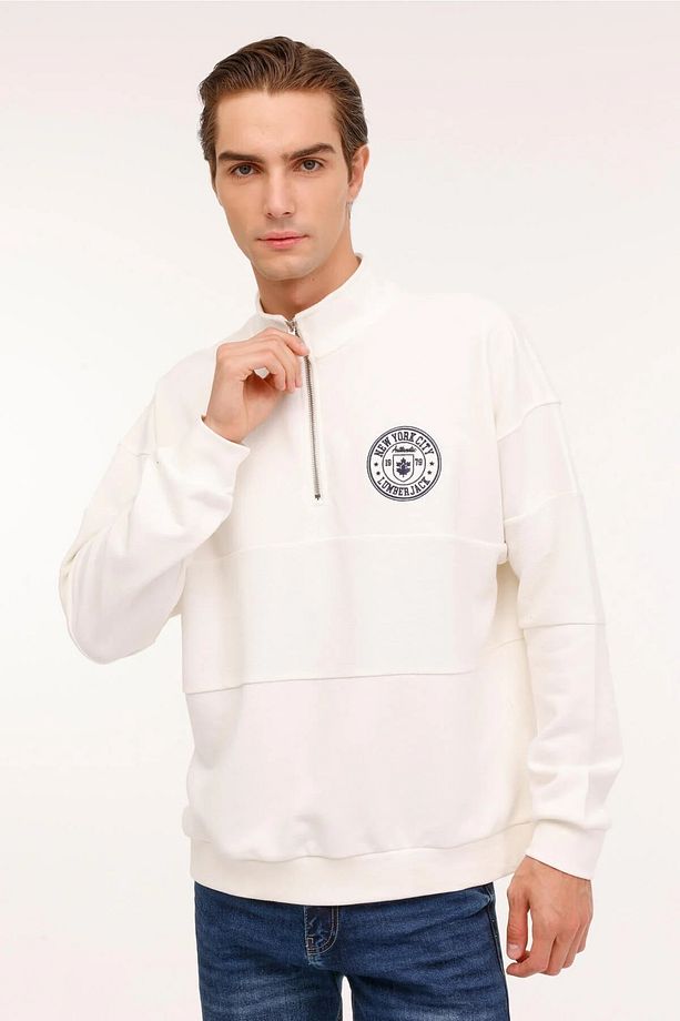 ML FRAN 16ID108 4PR Ekru Erkek Sweatshirt - 1