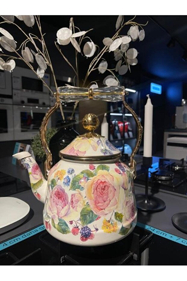 Enamel Teapot-Kettle 2.5 Lt Rose Deluxe Miss-16895-17