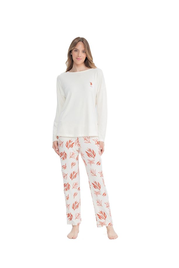 U.S. Polo Assn. Kadın Bisiklet Yaka Çiçek Desenli Ev Giyim KA81.B1.ON.N.7.IE.C.1.LD.0E6.TK28EKA - 1