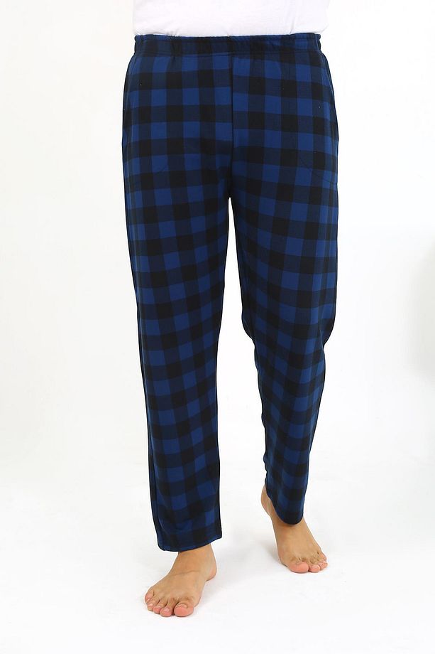 Erkek Ekoseli Desen Penye Tek Alt Pijama 27540 Siyah - 3