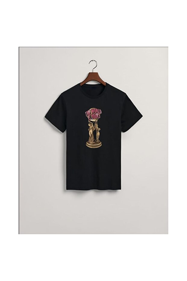 The World Is Yours Black Cotton Combed Custom Design T-shirt 2904