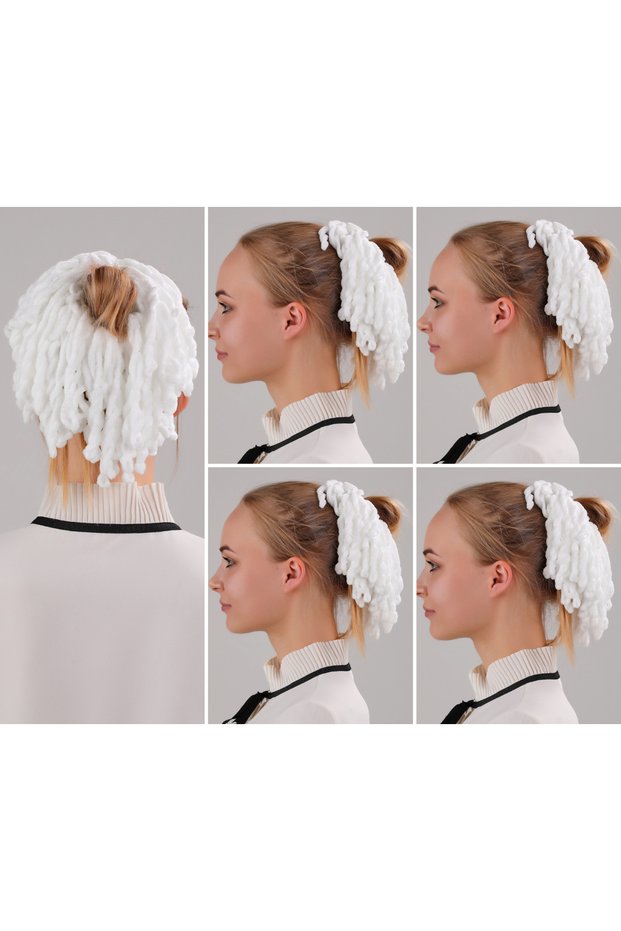 Women's Hijab 5-Piece Bun Clip Scarf Clip Velvet Scarf Bun White