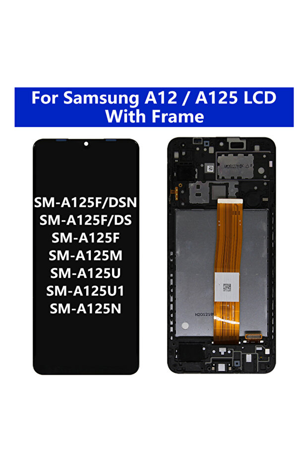 شاشة لمس LCD مقاس 6.5 بوصة سوداء بإطار لهاتف A12 A125 SM-A125M، محول رقمي لشاشة اللمس لهاتف SM-A125F A125F/DS A
