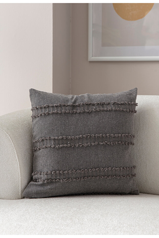 Single Decorative Polka Dot Linen Fabric Throw Pillow Cover 43X43 Gray