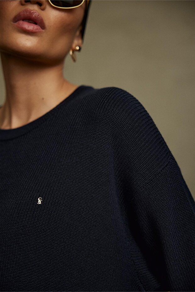 Lacivert Caroline Basic İnce Kazak - 2