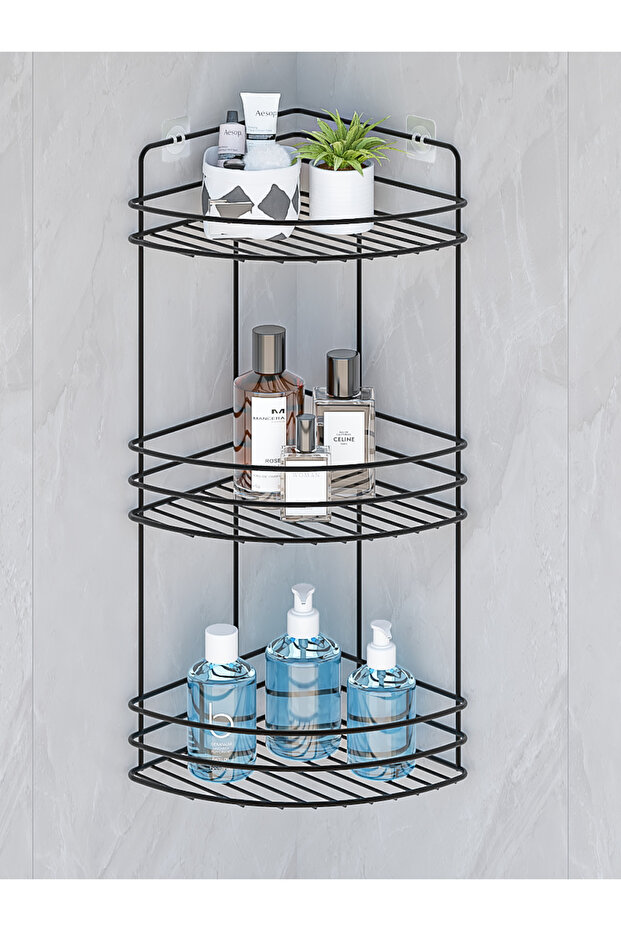 Stainless Bathroom Organizer - Adhesiveness, Shampoo Holder, Black Tk03
