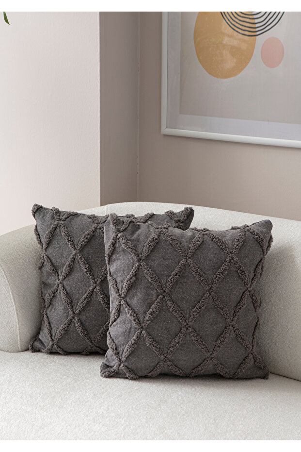 Double Decorative Polka Dot Linen Fabric Throw Pillow Cover 43X43 Gray