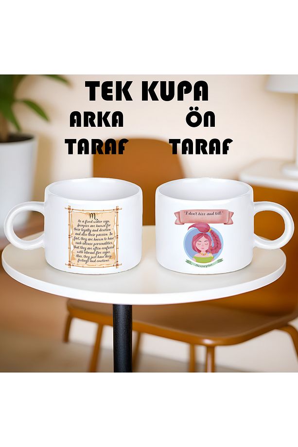 Akrep Burcu (Scorpio) İngilizce Porselen Kupa Bardak Küçük Boy 150 ml Tek Adet - 2