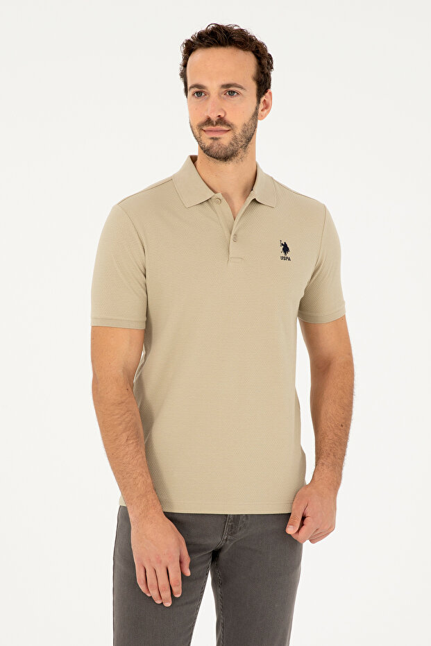 Men's Regular Fit Polo Neck Light Khaki T-Shirt 50282235-Vr183