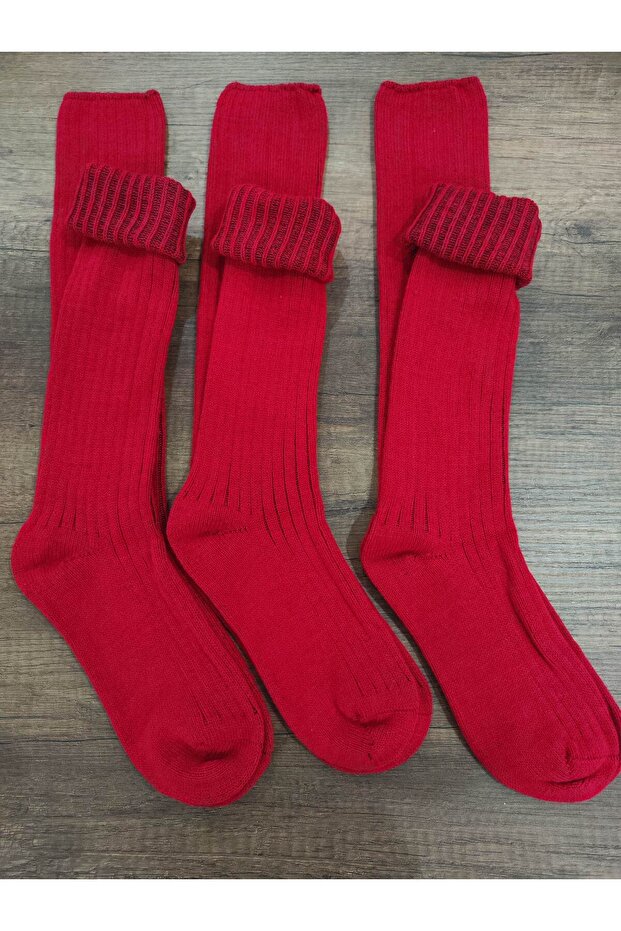 Women's Knee-Length Wool Socks 3 Pairs Thick Winter Real Wool