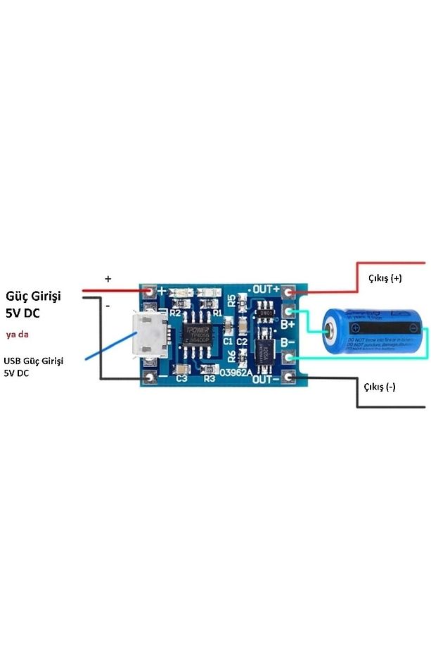 3 Adet Tp4056 Mikro Usb Akım Korumalı 1a 3,7v Lityum Pil Şarj Devresi - 5