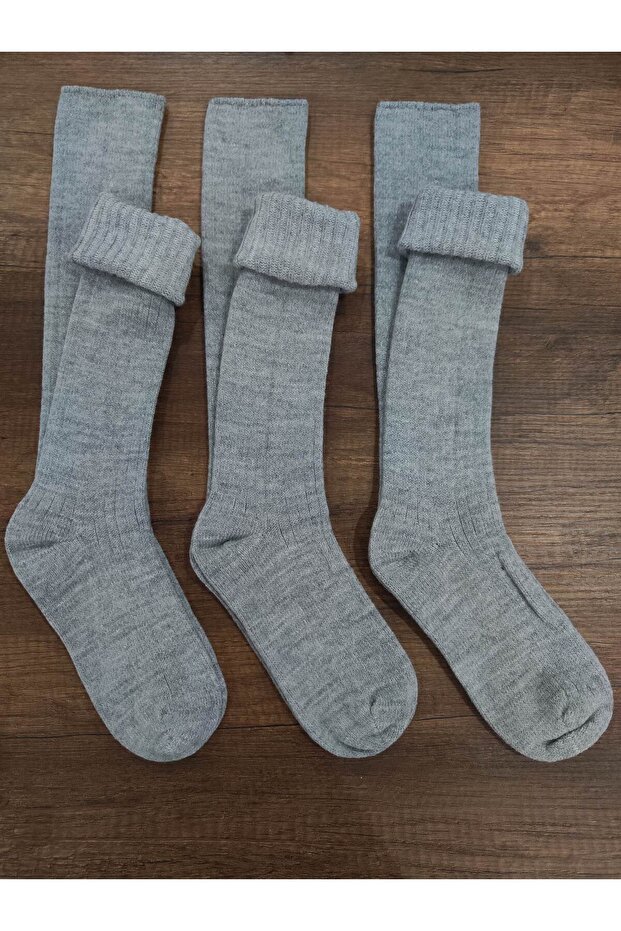 Women's Knee-Length Wool Socks 3 Pairs Thick Winter Real Wool