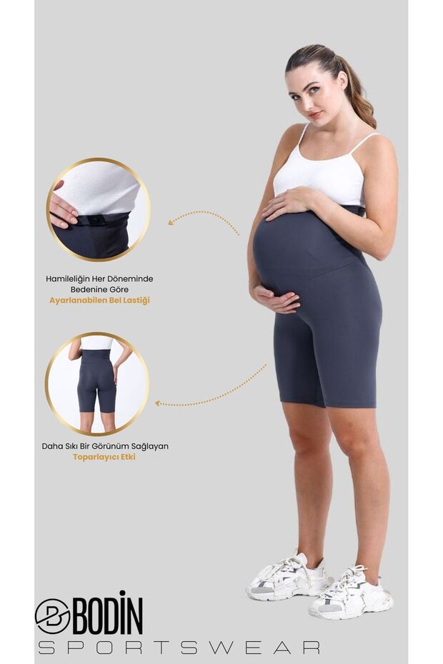 Above Knee Biker Flexible Adjustable Waist Maternity Shorts Leggings