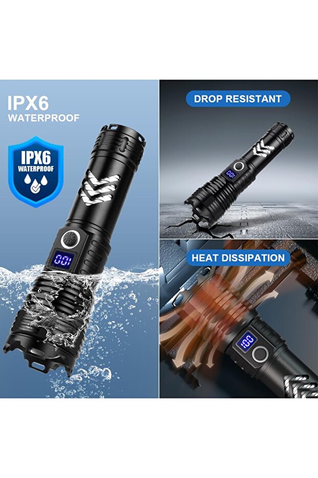 Flashlights High Lumens LED Rechargeable, 900,000 Lumen Brightest Flash Light, High Power USB Fla... - 7