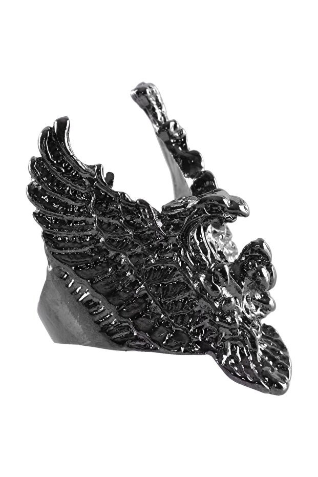 خاتم النسر المجنح المطلي بطبقة من الأنثراسايت للرجال - 5