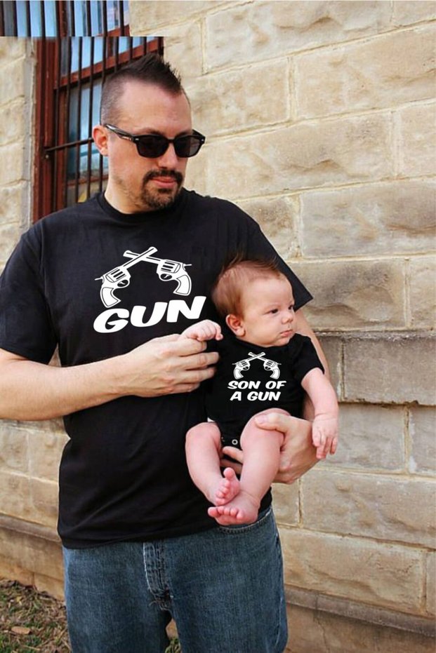 Gun Son Of A Gun Black Tshirt Zibın (Single Product, Add 2 Pieces to Cart to Make a Combination)