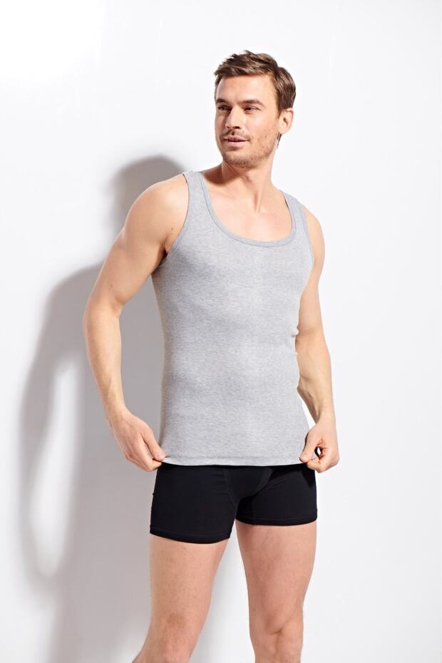 Sleeve Men's Combed 100% Cotton Premium Quality Gray Undershirt