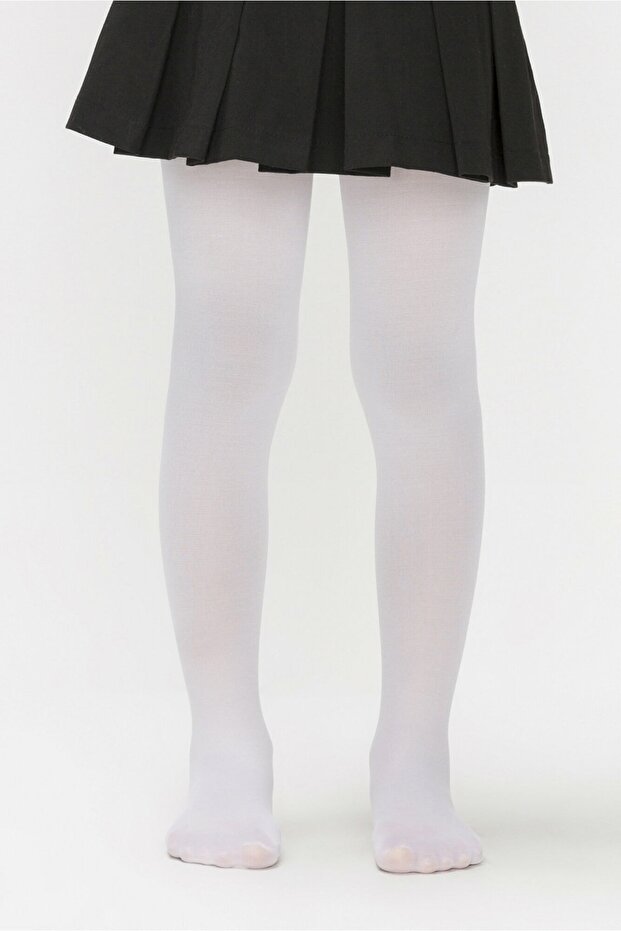 5 Pieces White Color Micro 40 Children's Pantyhose